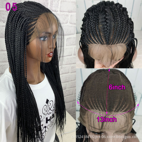 full lace box braided wig wholesale african micro braided lace front wig vendors cornrow braided wigs for black women